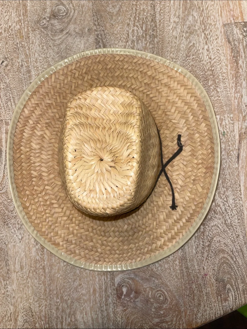 Vintage Straw Cowboy Hat with Black Chin Cord - Picture 5 of 5
